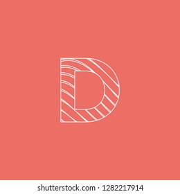 letter D uppercase logo with curved lines inside