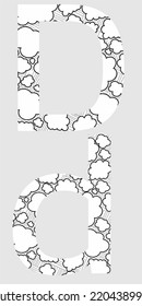 The letter d uses lines to make up the letter. used in graphics