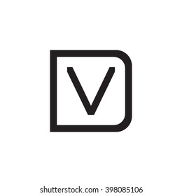letter D and V monogram square shape logo black
