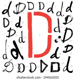 Letter D. Vector alphabet. 