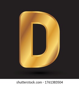 Letter D vector in golden style. Eps10 vector illustration.