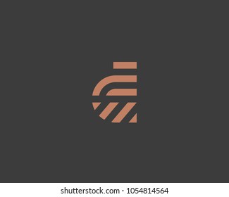 Letter d vector line logo design. Creative minimalism logotype icon symbol.