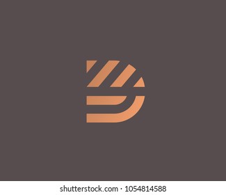 Letter D vector line logo design. Creative minimalism logotype icon symbol.