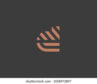 Letter d vector line logo design. Creative minimalism logotype icon symbol.
