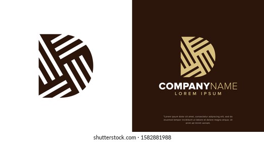 Letter D vector line logo design. Creative minimalism logotype icon symbol.