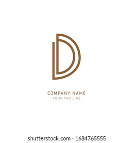 Letter D vector line logo design. Creative minimalism logotype icon symbol.