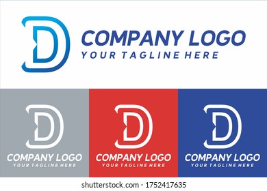 Letter D vector line logo design. Creative minimalism logotype icon symbol.