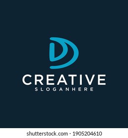 Letter D vector line logo design. Creative minimalism logotype icon symbol