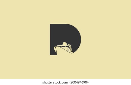 Logo-Design der Vektor-Linie Letter D. Kreative Minimalismus logotype Straße Phoenix Vulkan Wüste Palmen Schiff Herz Symbol.
