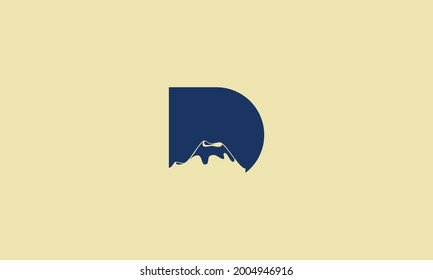 Letter D vector line logo design. Creative minimalism logotype road phoenix volcano desert palm tree ship heart icon symbol.
