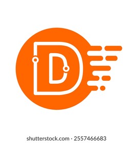 Letter D Vector Logo Design. Initial D cyber logo connector cartoon style. Can use to bussiness or education research club organisation. Creative sign vector icon. Startup Innovation Logo