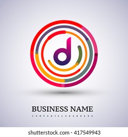 Letter D vector logo symbol in the colorful circle thin line. Design for your business or company identity.