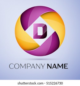Letter D vector logo symbol in the colorful circle. Vector template for your design
