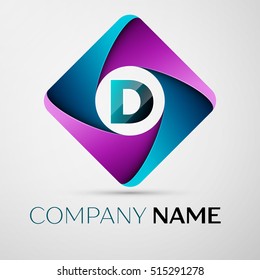 Letter D vector logo symbol in the colorful rhombus. Vector template for your design