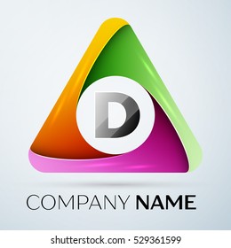 Letter D vector logo symbol in the colorful triangle. Vector template for your design