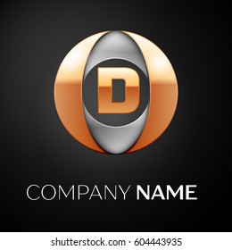Letter D vector logo symbol in the colorful circle on black background. Vector template for your design