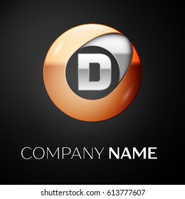 Letter D vector logo symbol in the colorful circle on black background. Vector template for your design