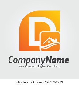 Plantilla para el logotipo del vector de la letra D, logotipo de la letra colorida D, inmobiliario, logotipo de construcción y diseño de la plantilla de vectores