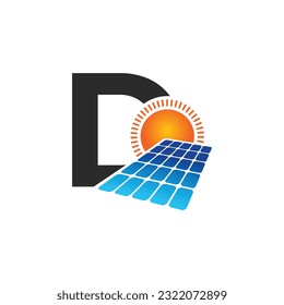 Letter D vector logo template, Colorful Letter D logo, Solar power logo design,  Solar panel logo, Renewable energy, Solar energy brand