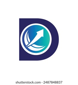 Plantilla del logotipo del Vector de la letra D, logotipo colorido de la letra D, logotipo de la compañía financiera, icono del Vector de la Plantilla del diseño del logotipo de los asesores del instituto financiero