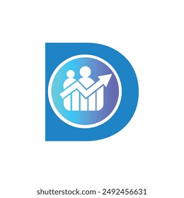 Plantilla del logotipo del Vector de la letra D, logotipo colorido de la letra D, logotipo de la compañía financiera, icono del Vector de la Plantilla del diseño del logotipo de los asesores del instituto financiero