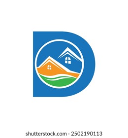 Letter D vector logo template, Colorful Letter D logo, Real Estate, Building and Construction Logo Design Template Vector Icon