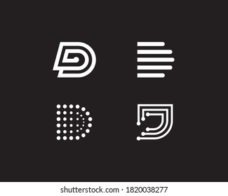 Letter D Vector Logos for sale, clean and modern monograms. Letter D logo for sale. Letter D technology monogram. Letter D bundle logos for sale.
