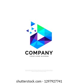 Letter D Vector Origami Logo icon. Colorful Abstract Design template element logo icon - Vector