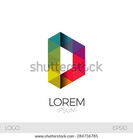 Letter D Vector Origami Logo icon. Colorful Abstract Design template element logo icon