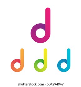 Letter D vector unusual bold rounded font. Gradient