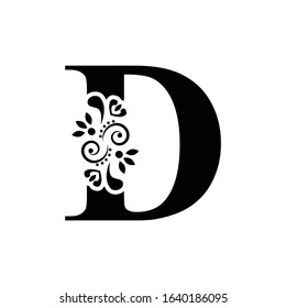 Letter D Vintage Black Flower Ornament Stock Vector (Royalty Free ...