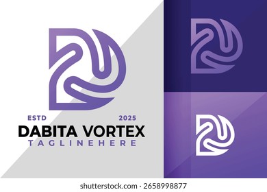Letra D Vortex Símbolo Ícone de logotipo Ilustração de design de vetor