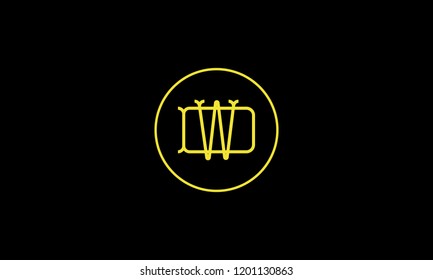 LETTER D AND W LOGO WITH CIRCLE FRAME FOR LOGO DESIGN OR ILLUSTRATION USE