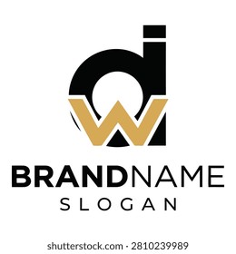 Letter d and W logo design with brandname and slogan icon