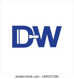 Letter D and W Logo. Drywall Symbol. Icon Vector. 