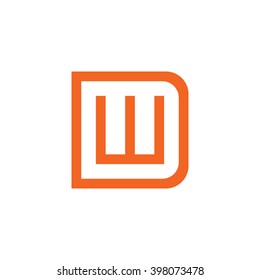 letter D and W monogram square shape logo orange