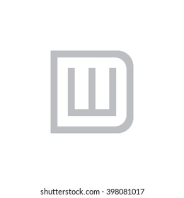 letter D and W monogram square shape logo gray