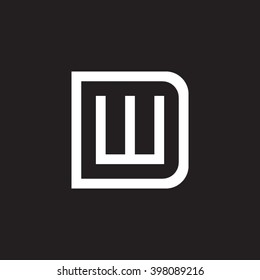 letter D and W monogram square shape logo white black background