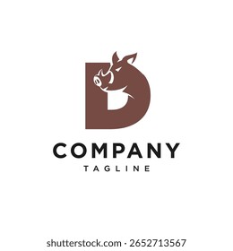 Letter D Warthog Logo Icon Vector
