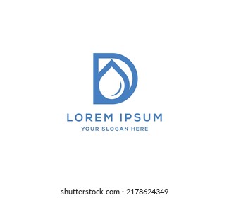 Plantilla de diseño de icono para el logotipo de la gota de agua de la letra D Vector