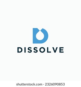 letter d with water drop logo design vector silhouette illustration