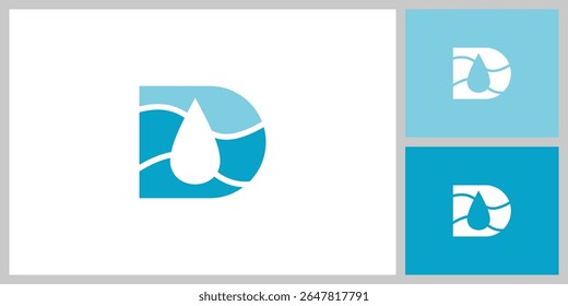 Letter D Water Drop vector Design