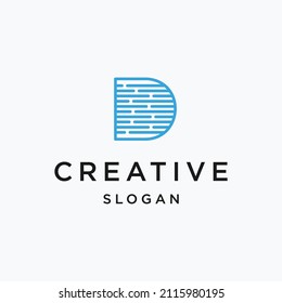Letter d water logo icon flat design template 