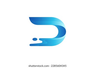 letter d and water splash 3D style logo