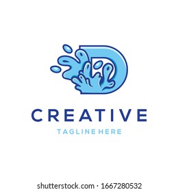 Letter D Water Splash Abstract Creative Modern Business Liquid Logo