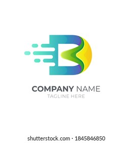 Letter D water splash logo template with 3d concept