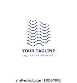 letter D. water wave river ocean logo symbol. White background