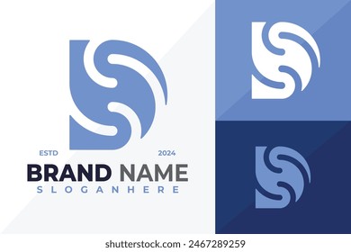 Letter D Wave logo design vector symbol icon illustration