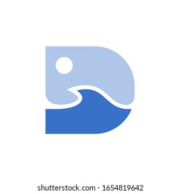 letter D wave logo vector template