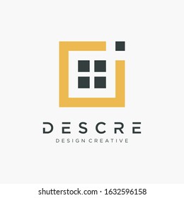 Letter D I With Window Element. Home Concept Construction Logo Template, Housing Complex Simple Vector Logo Template. - Vector